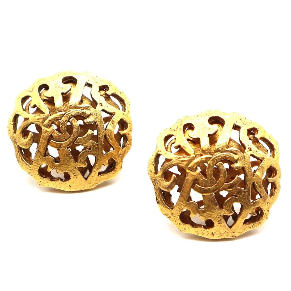 Chanel Gold Cutout CC Clip On Earrings - Picture 10 of 12